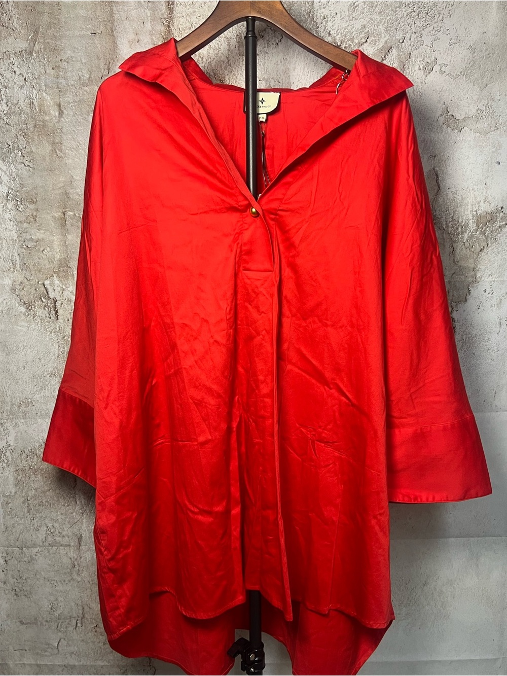 NWT Tuckernuck Willow Poppy Red Cotton Poplin Blouse Tunic XXXL 3X
